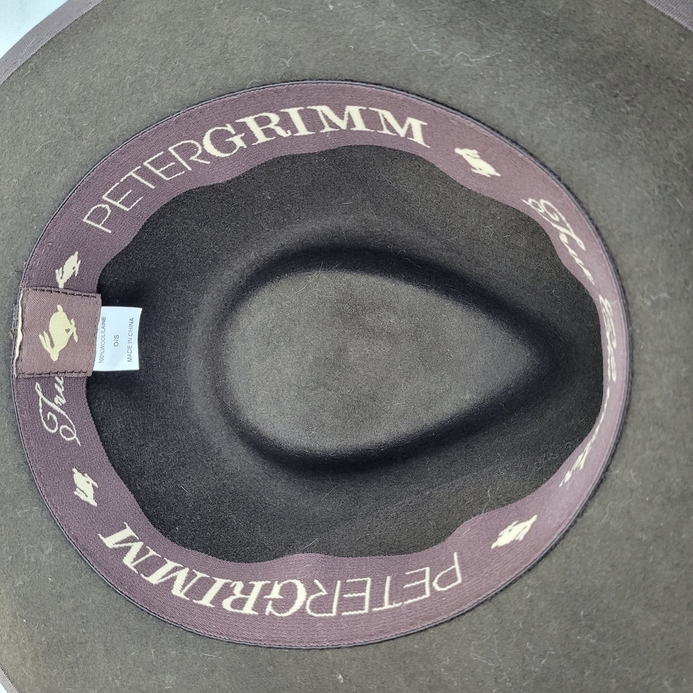 Peter Grimm Classic Wide Brim 100% Wool Brown Fedora Hat ribbon hat band and bow - Picture 6 of 11
